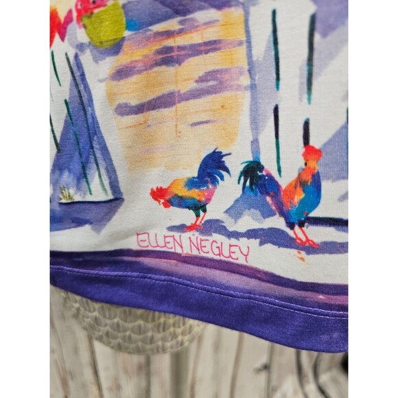 Ellen Negley LP Tropical Rhinestone Zip Up Jacket Sweatshirt Tunic Art EUC - Picture 3 of 10